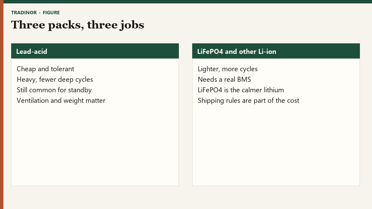 Comparison of lead-acid, LiFePO4, and other lithium-ion batteries